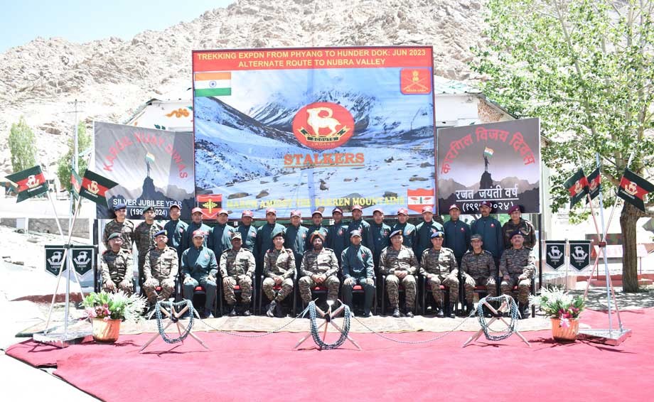 Team of Ladakh Scouts Battalion treks from Phyang to Hunder Dok