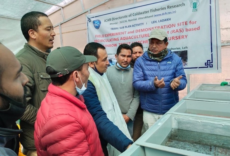 Training cum demonstration programme for fish farmers/officials of Fisheries Department, Leh held