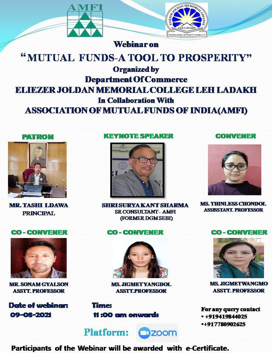  EJM, College, Leh organises webinar on Mutual fund