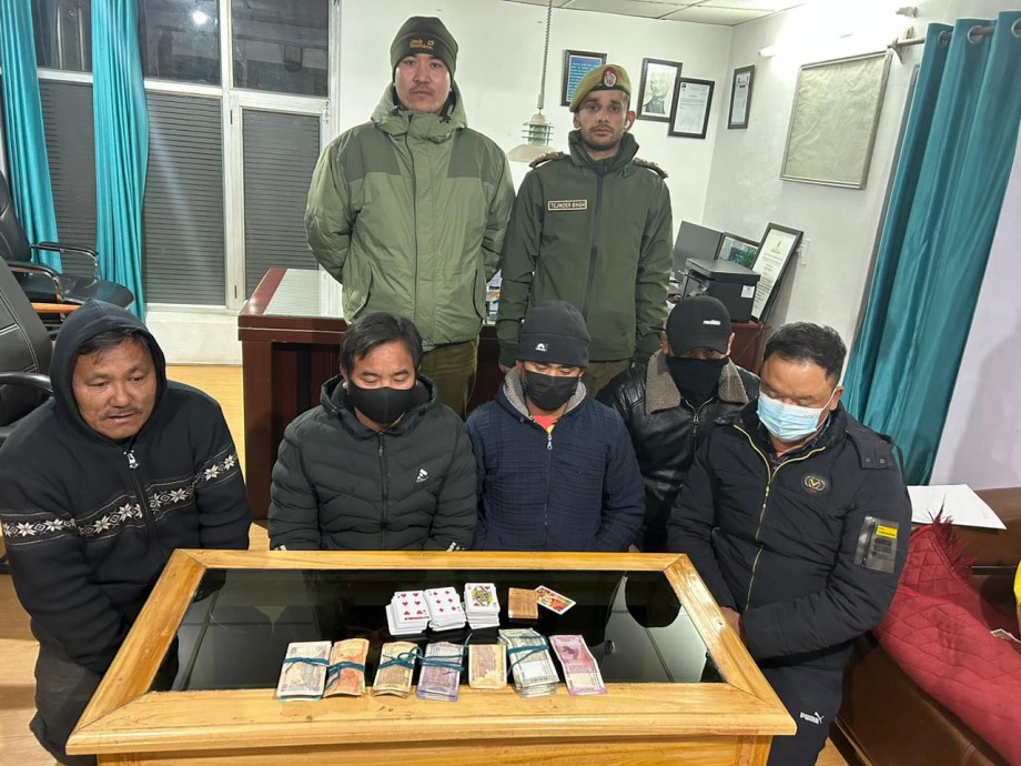 District Police Leh arrested 9 person; 78,000 stake money seized