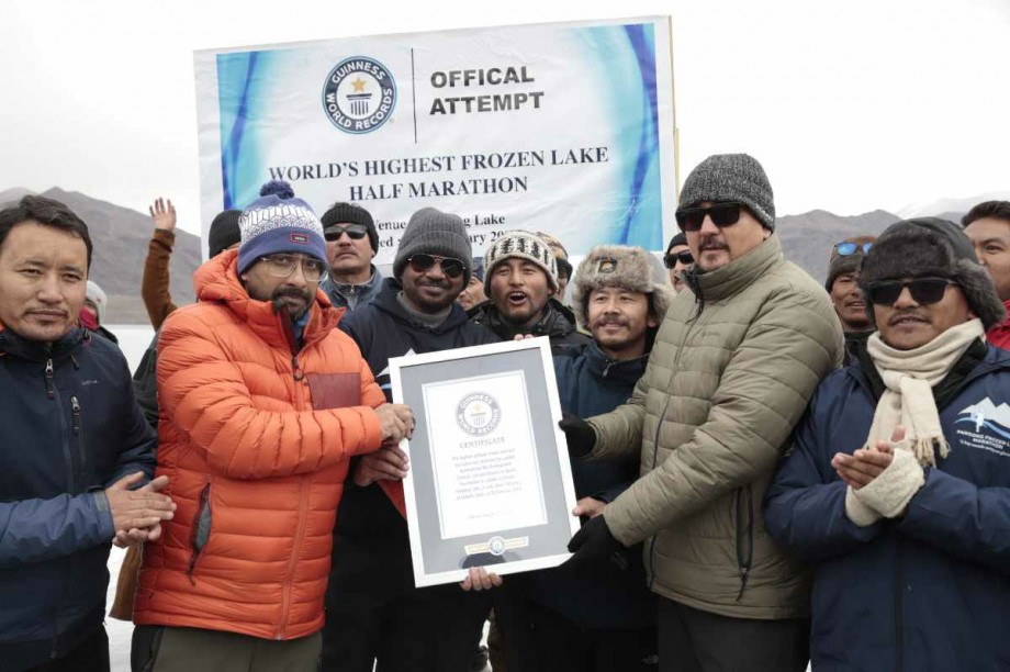 India’s first frozen lake marathon held at Pangong lake, sets Guinness World Record