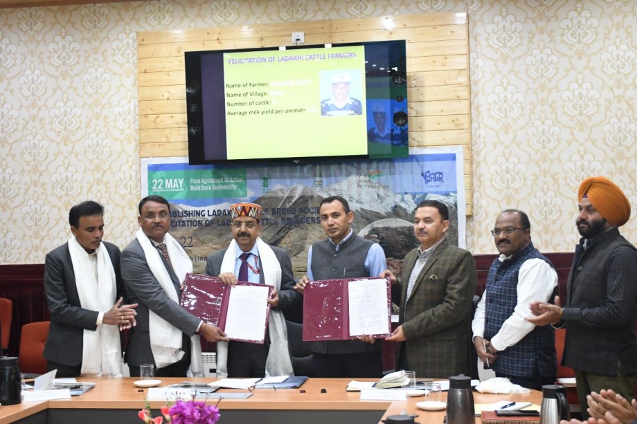 Animal Husbandry Dept Ladakh signs MoU with ICAR-NBAGR