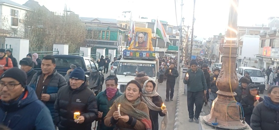 Candlelight march and prayers in Leh for Tibet earthquake victims