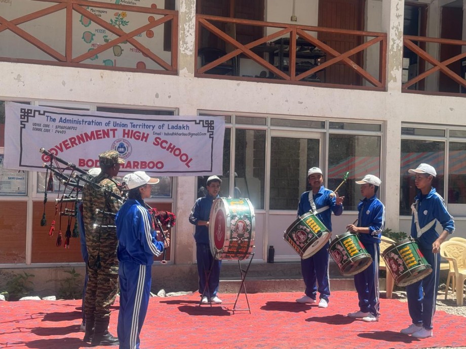 GHS Bodhkharboo showcases musical talent in band demonstration with Indian Army support