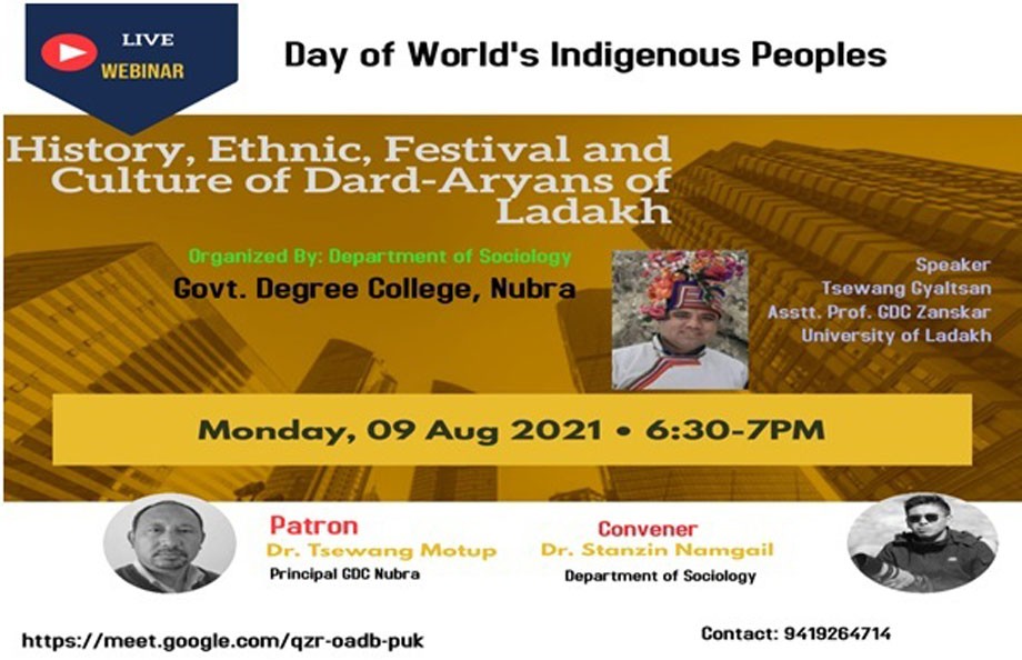 Webinar on International Day of World’s Indigenous People held at GDC, Nubra